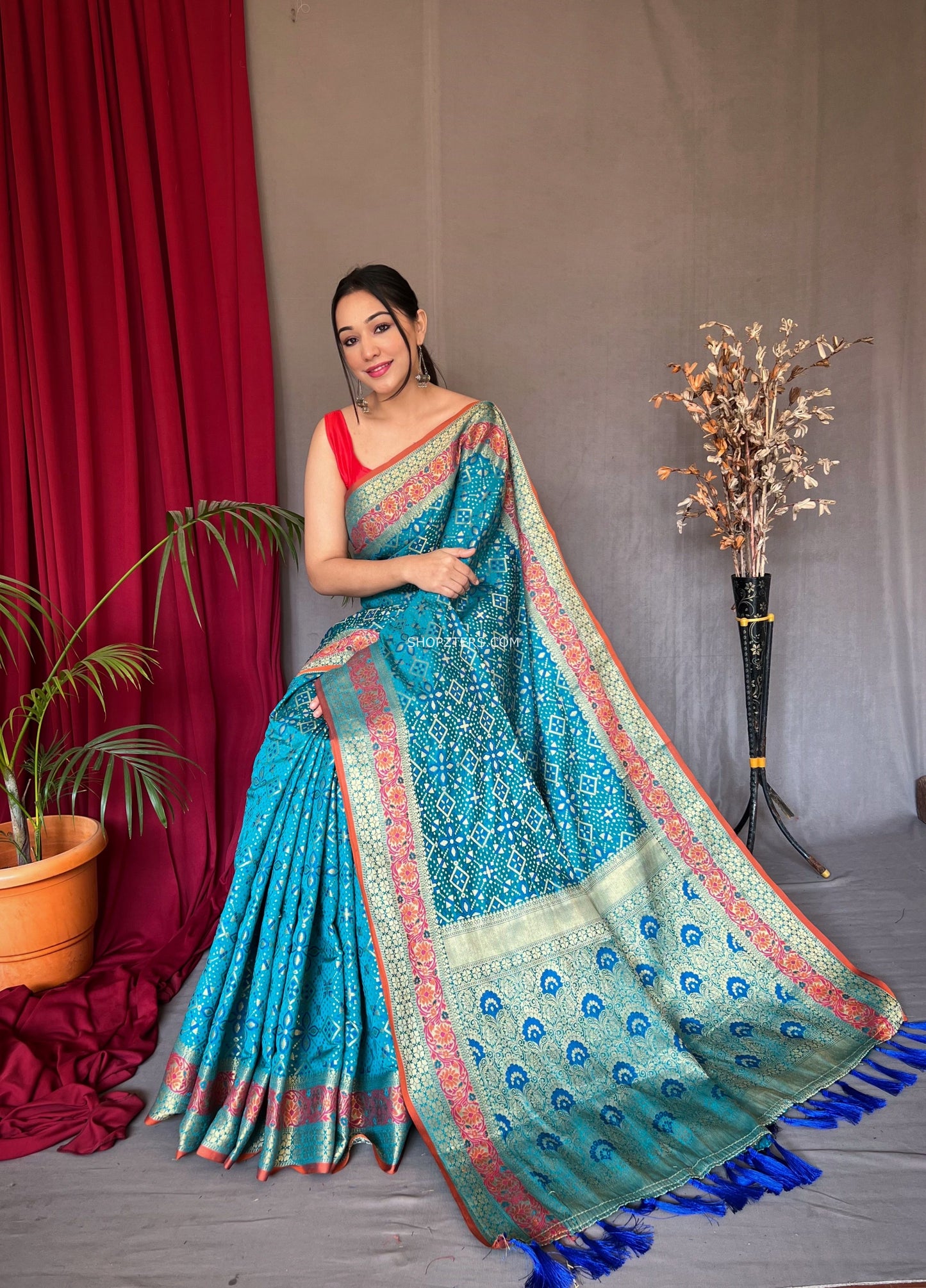 Patola Silk Saree With Meenakari Bandhej