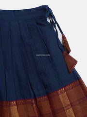 Blue Cotton Crop Top and Iron Pleated Skirt