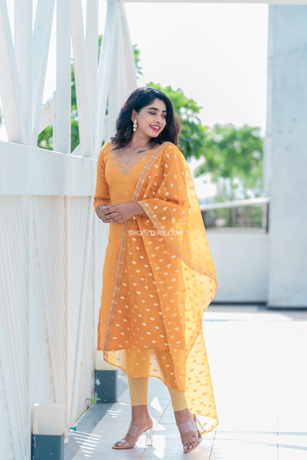 Readymade Lucknavi Kurti Plazo in Yellow Colour  Shahi Fits