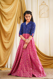 Blue & Pink Banaras Maxi Dress