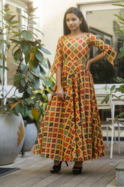 Multicolor Fit and Flare Maxi Dress