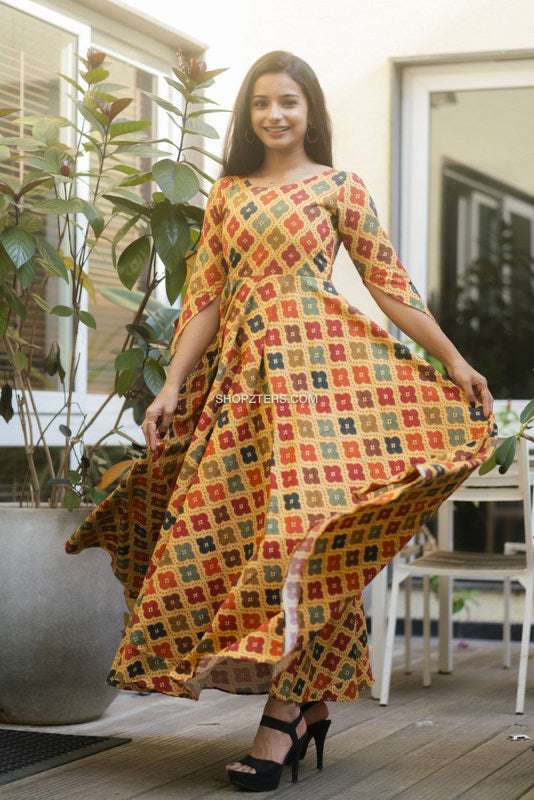 Multicolor Fit and Flare Maxi Dress