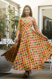 Multicolor Fit and Flare Maxi Dress