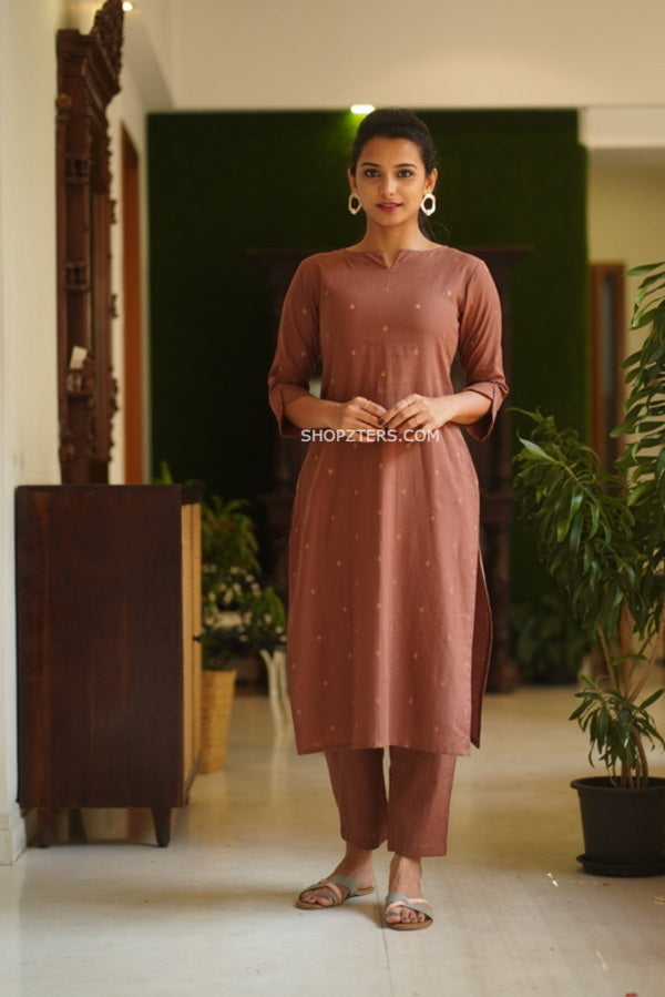 Buy PlusS Beige Cotton Embroidered A Line Kurta for Women Online @ Tata CLiQ
