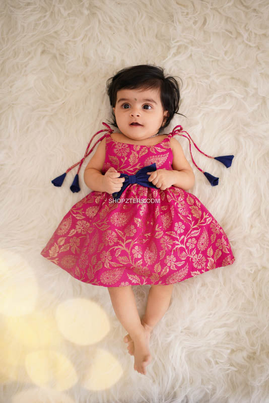 Pink Soft Banarasi Frock