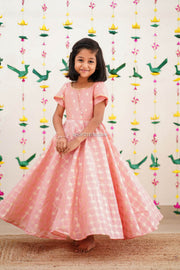 Peach Pink Semi Chanderi Dress