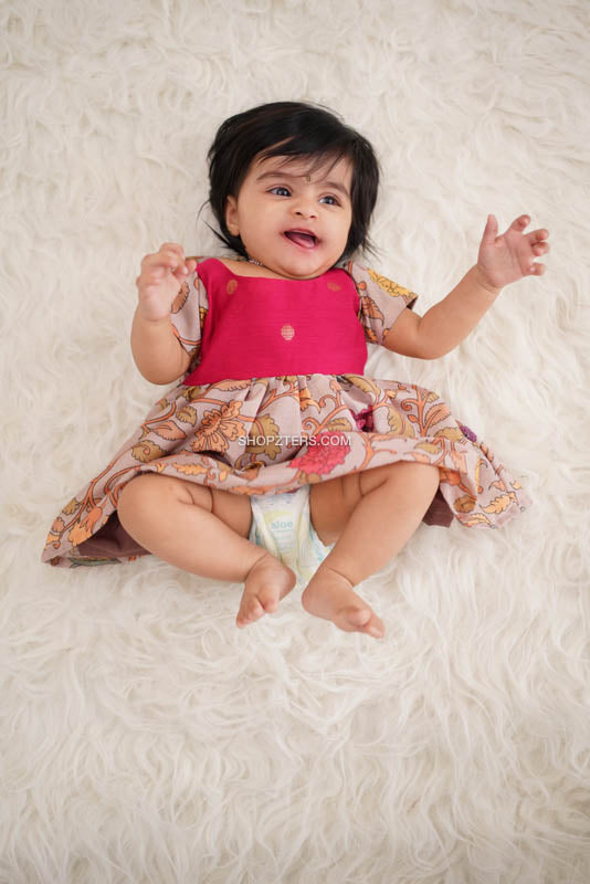 Pink Art Silk Kalamkari Frock