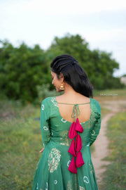 Green Jacquard Silk Maxi Dress