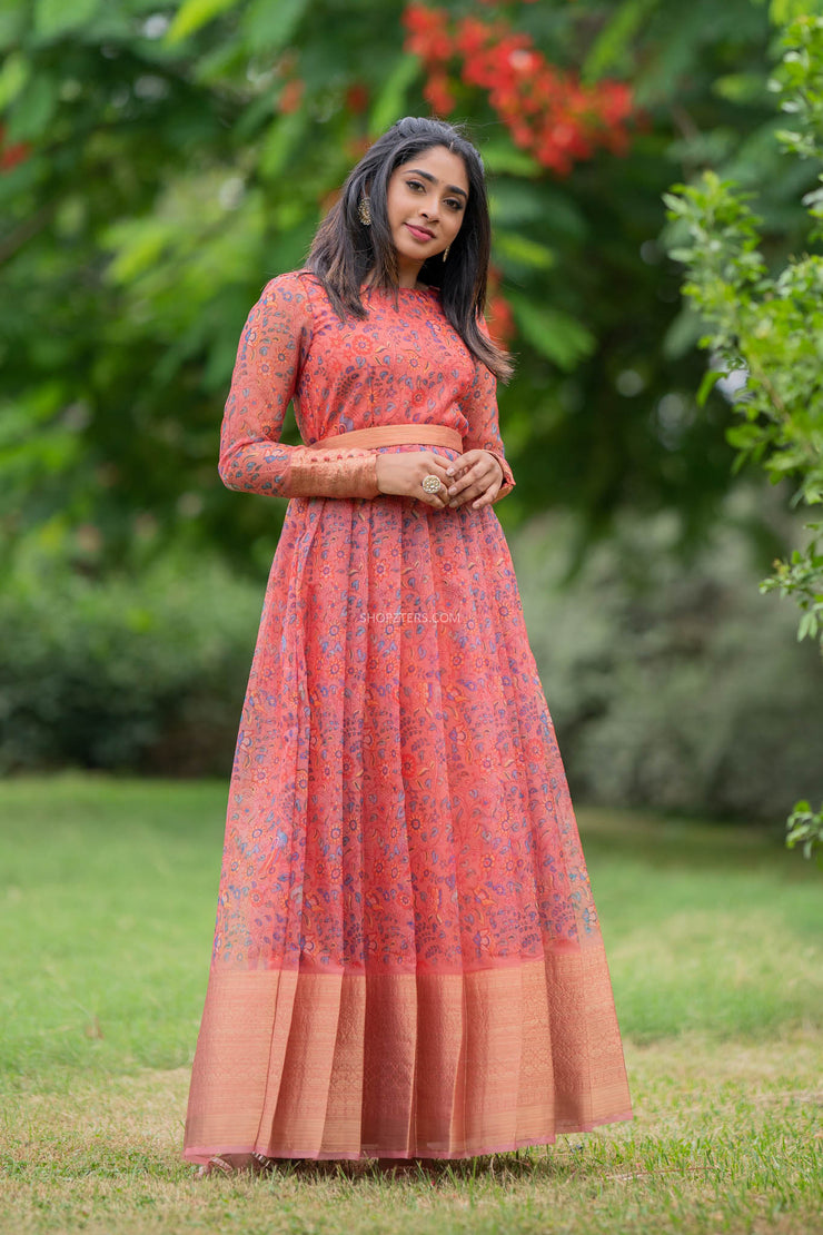 Kalamkari-Tulip” Cotton Block Print Dress - Antargya