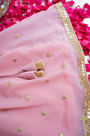 Baby Pink Chinnon Crop Top & Skirt