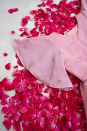 Baby Pink Chinnon Crop Top & Skirt