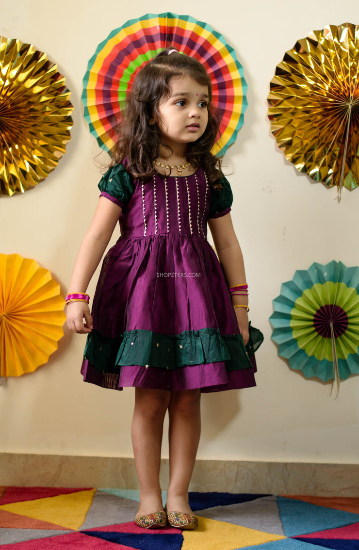 Violet Soft Silk Chanderi Frock