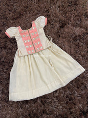 Peach Brocade Top With Gold Khadhi Tissue Skirt
