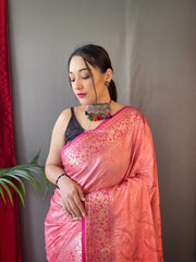 Cotton Sarees With Rose Gold Jaal Weaves