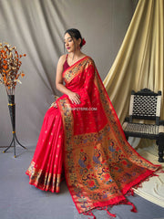Paithani Soft Silk Saree With Gold Zari Motifs