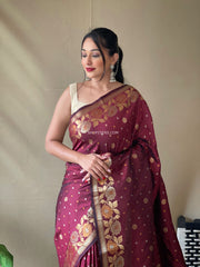 Soft Silk Saree With Floral Border