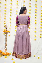 Mavue Pink Cotton Maxi Dress With Magenta Belt
