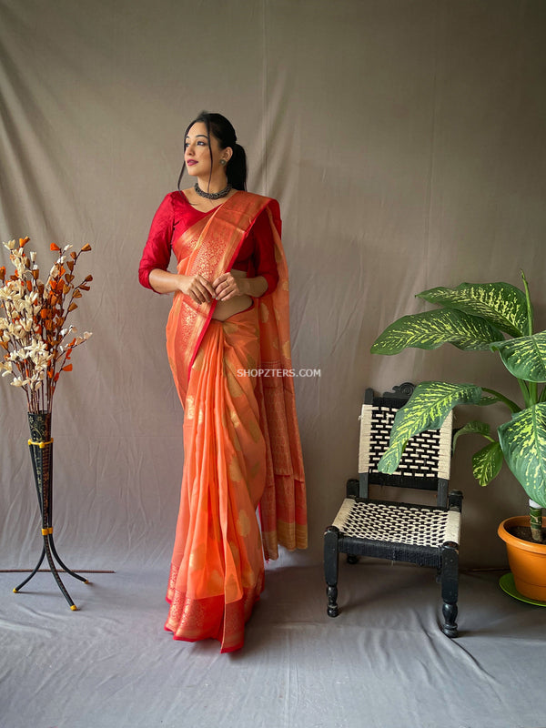 Soft Linen Weaving Sarees With Contrast Border