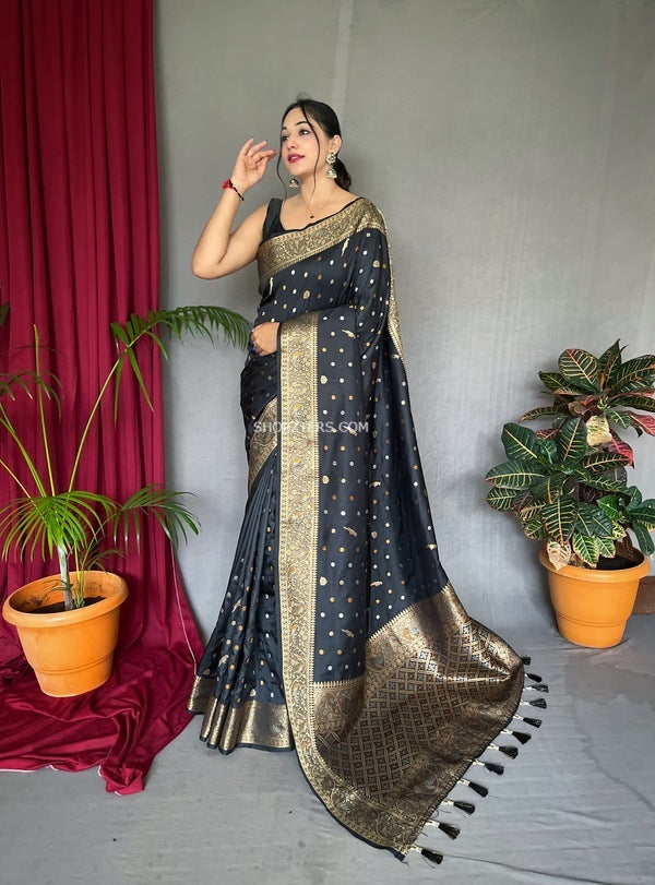 Soft Silk Saree With Multicolor Woven Zari