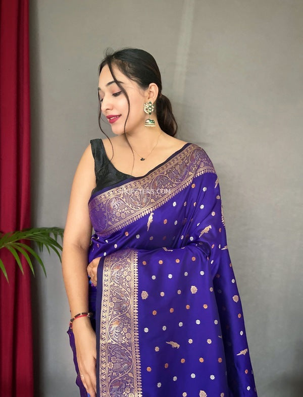 Soft Silk Saree With Multicolor Woven Zari