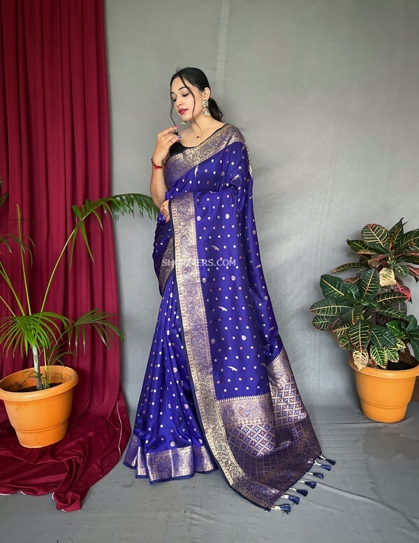 Soft Silk Saree With Multicolor Woven Zari