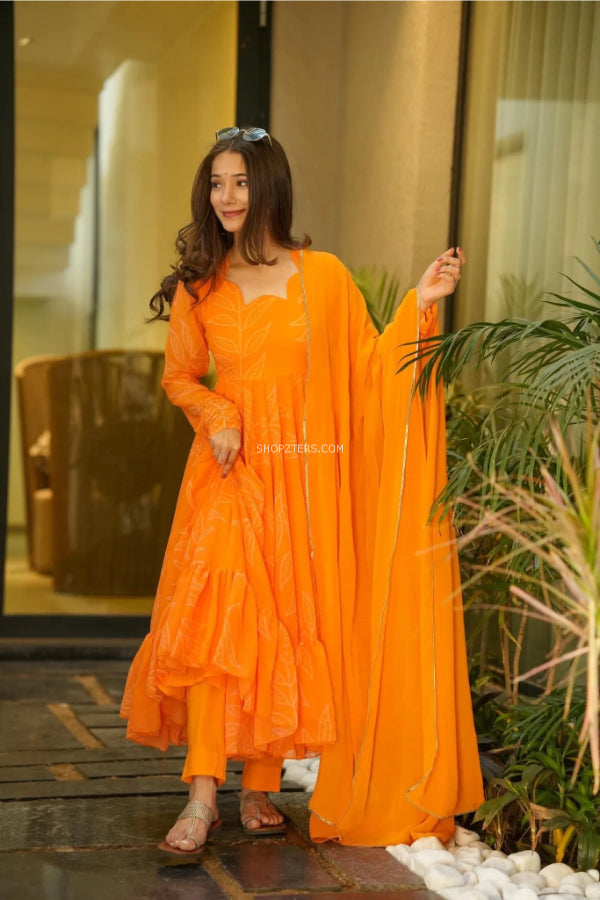 Orange Georgette Suit Set