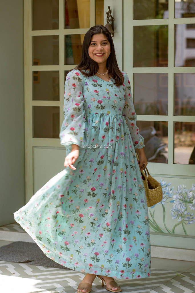 Green Printed Georgette Dress Green Printed Georgette Dress