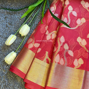Red Floral Banarasi Kota Silk Saree