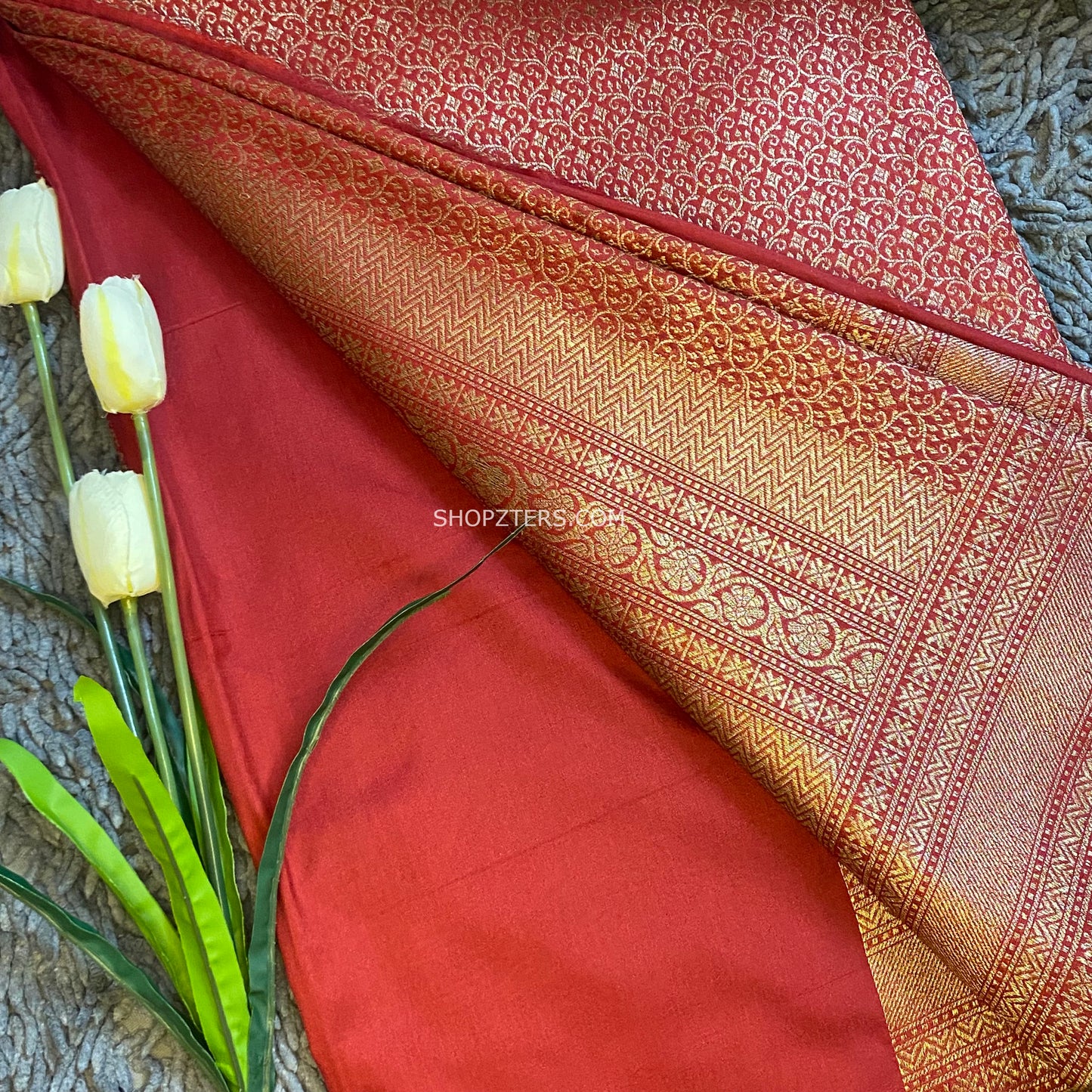 Red Banarasi Katan Soft Silk Saree