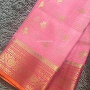 Pink With Orange Banarasi Kota Silk Saree