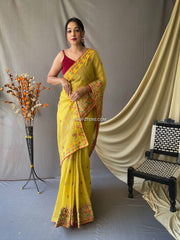 Gold Tissue Embroidered Saree