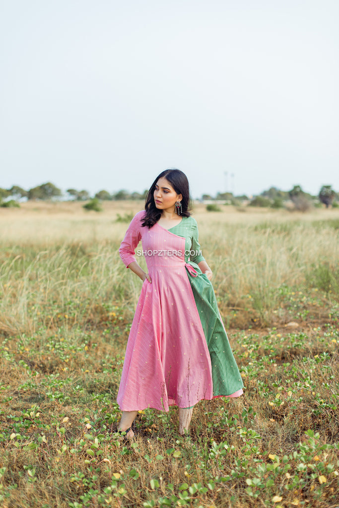 Taffy Pink and Sea Green Wrap Dress