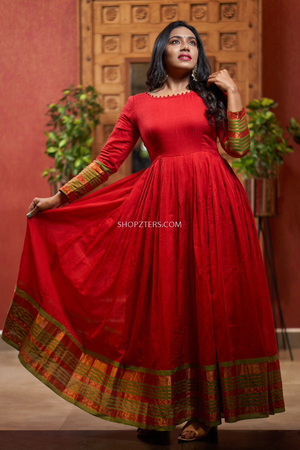 Pin by Malar Kotee on embroidery knitting stitching etc  Cotton long  dress Cotton gowns Ikkat dresses