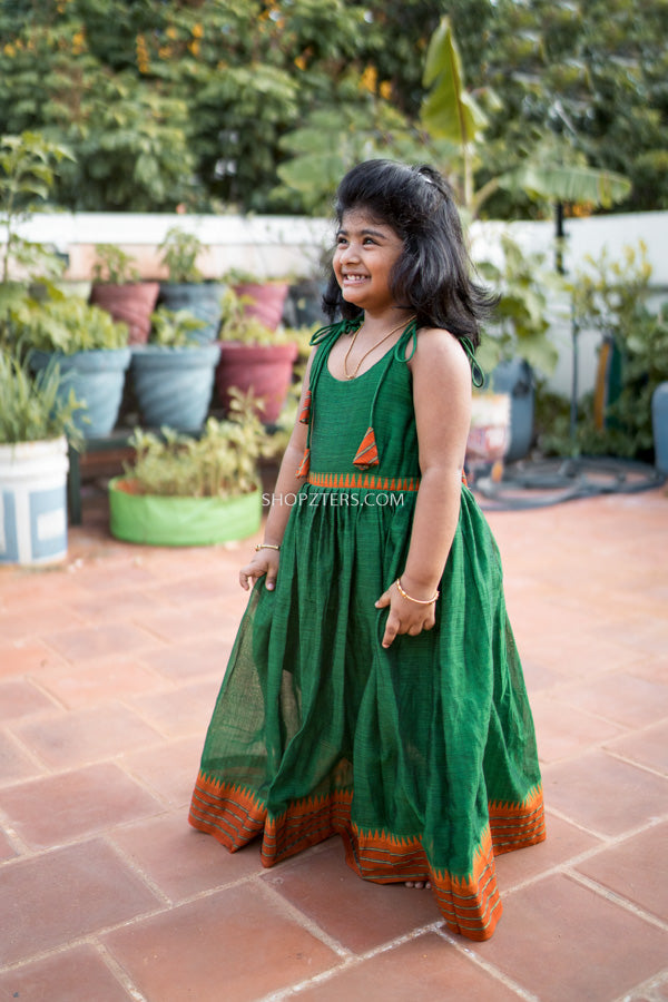 Green Narayanpet Cotton Dress Mini Green Narayanpet Cotton Dress Mini
