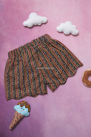 Brown and Black Cotton Top and Shorts