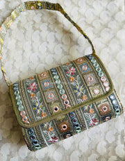Embroidery With Mirror Work Clutch