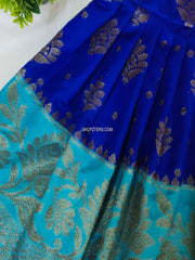 Royal Blue and Light Blue Dupion Silk Frock