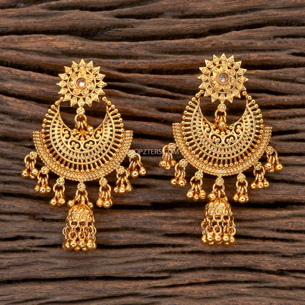 Gold Chandbali Earrings Buy Gold Antique Chandbali Earring