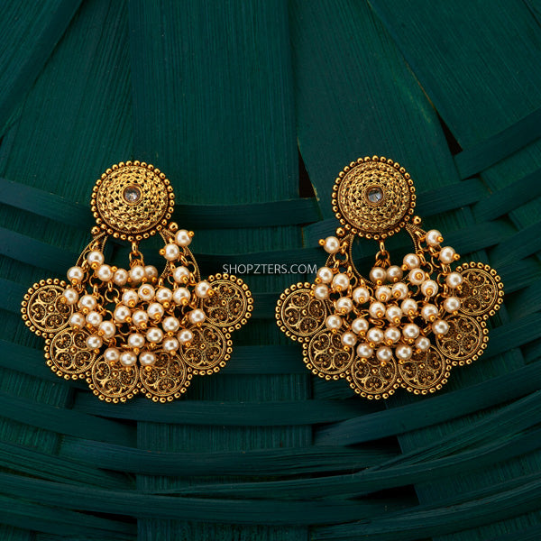 Antique Chandbali With White Pearls