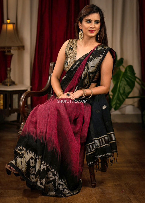 Buy Red And Black Sarees Online In India At Best Price Offers | Tata CLiQ