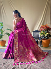 Soft Silk Saree With Floral Border