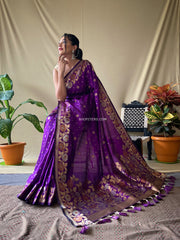 Soft Silk Saree With Floral Border