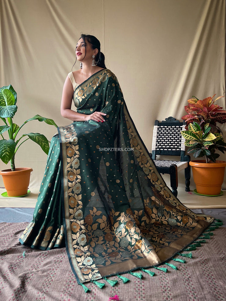 Soft Silk Saree With Floral Border