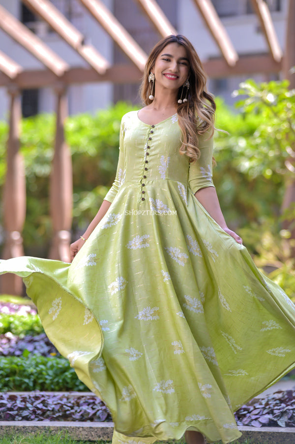 Pastel Green Rayon Slub Cotton Dress