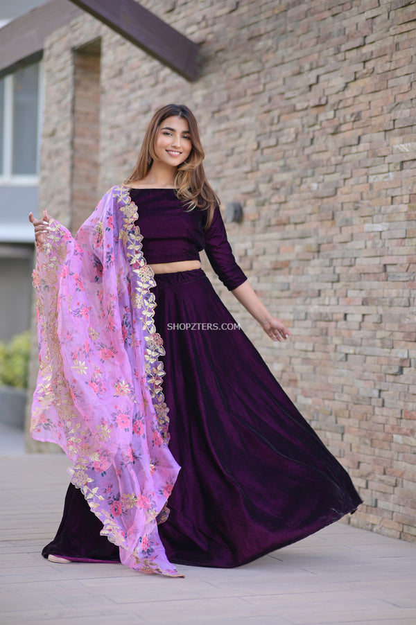 velvet top and skirt indian