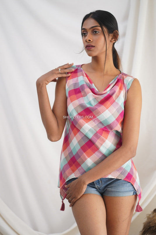 Multicolor cowl neck Top