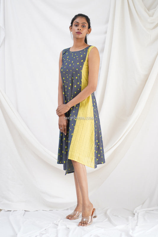 Denim Lemon print Midi Dress