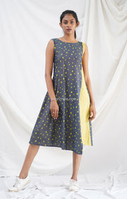 Denim Lemon print Midi Dress
