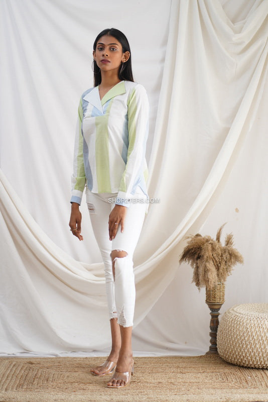 Cotton Multicolor Stripes Shirt