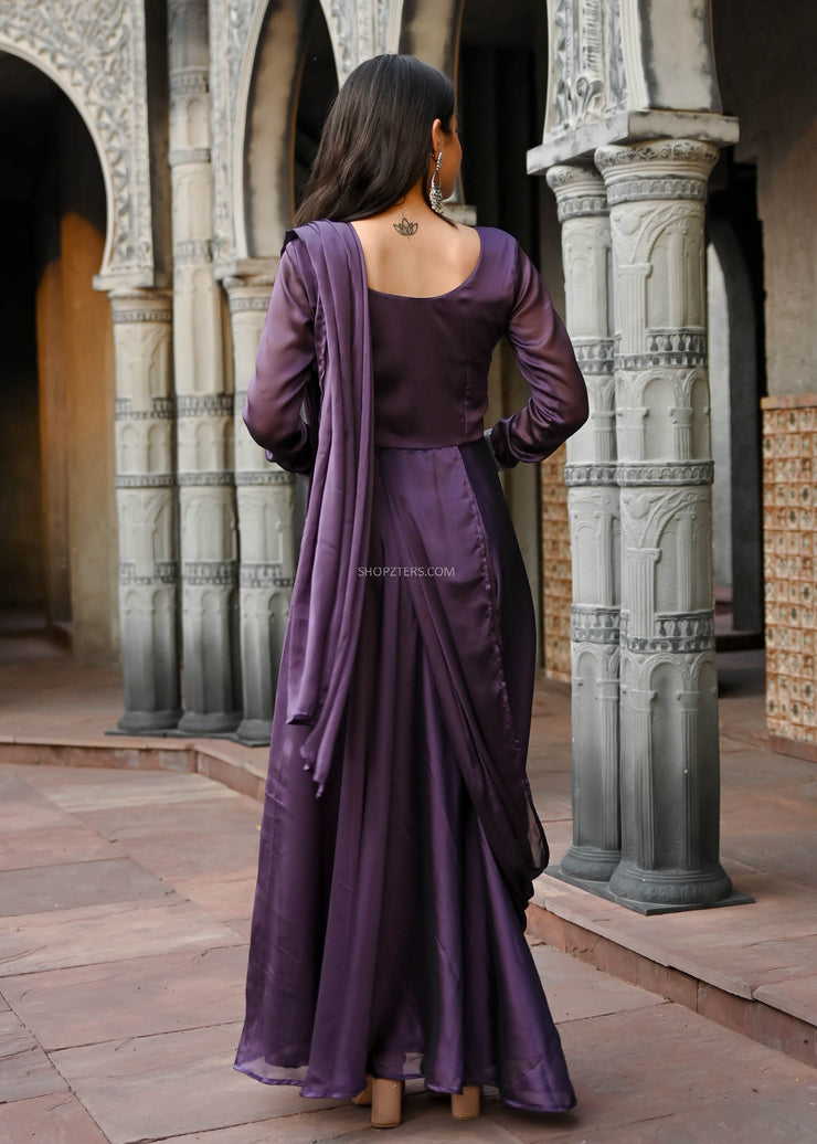 Lilac Silk Georgette Drape Dress